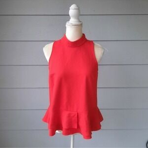 Anthropologie Cressida Mock Neck Tank Top, Red, Size Large, NEW